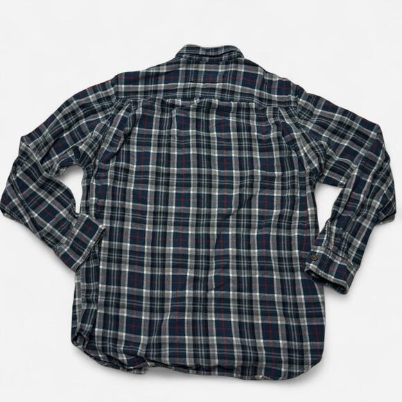 Duluth Trading Co Blue Red Plaid Flannel Shirt Men’s Large Cotton - Picture 2 of 5